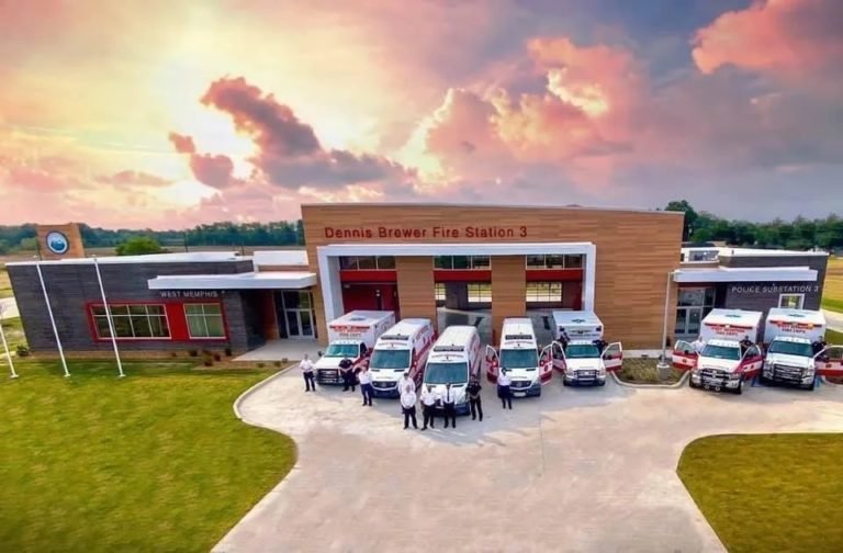 Dennis Brewer Fire Station 3 and Police Substation 3 — exterior photograph with emergency vehicles.