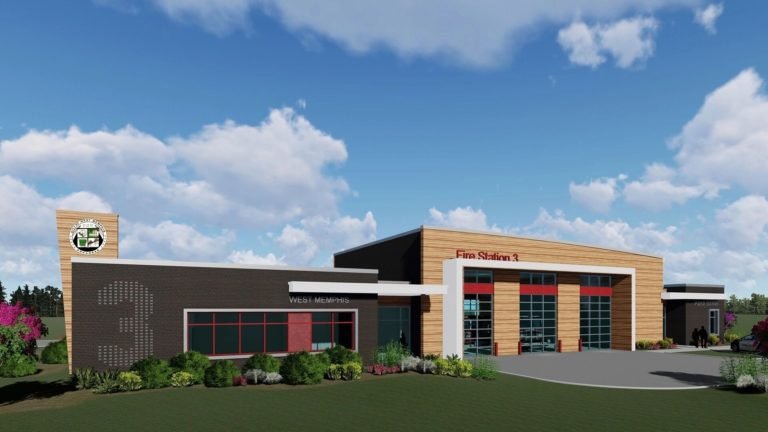 Fire Station 3 — architectural exterior rendering.